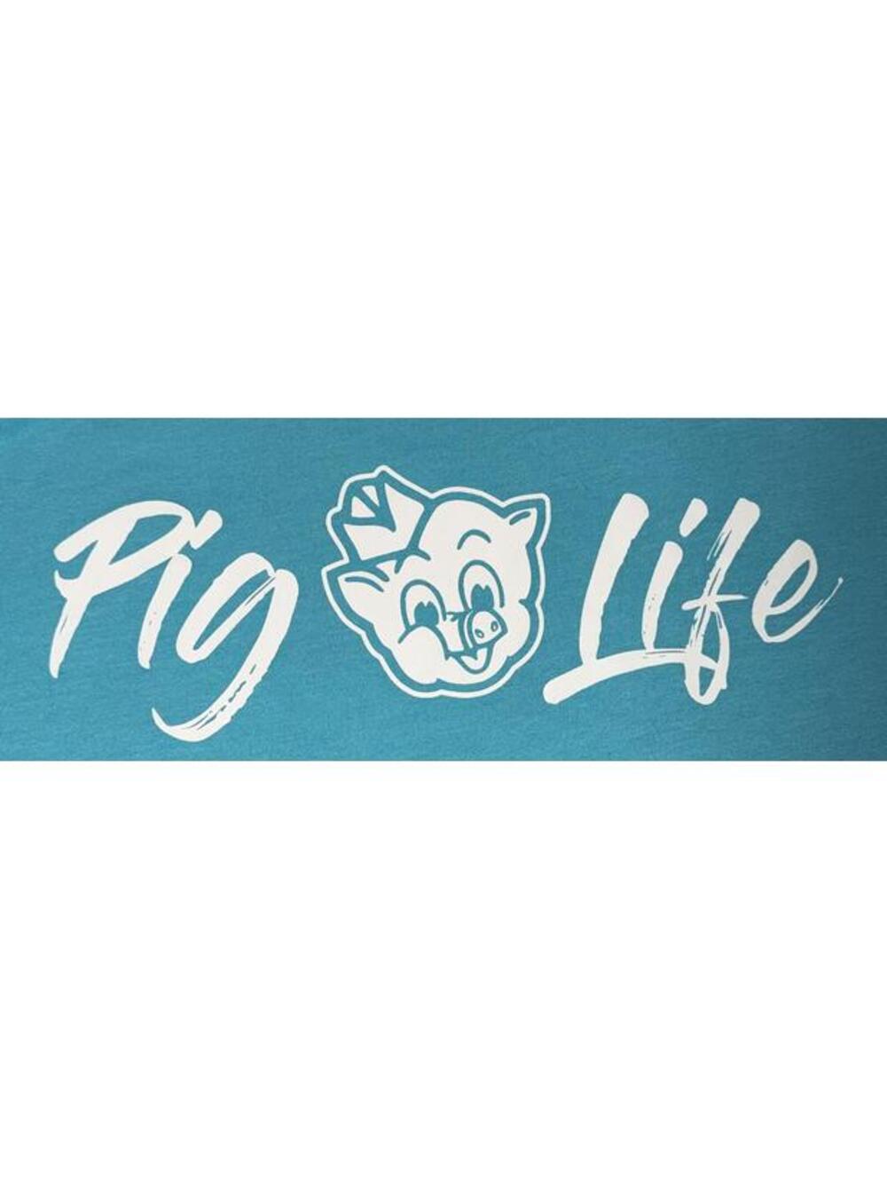 Piggly Wiggly Turquoise “Pig Life” Graphic Short Sleeve T-Shirt, Size Medium